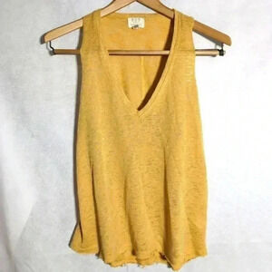 PST Los Angeles Yellow Rough woven tank top size M